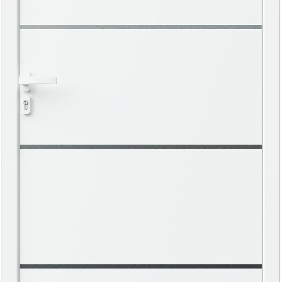 Fortia Porte d'entrée alu blanc RAL 9003 Cecina 96 x h.218 cm poussant droit