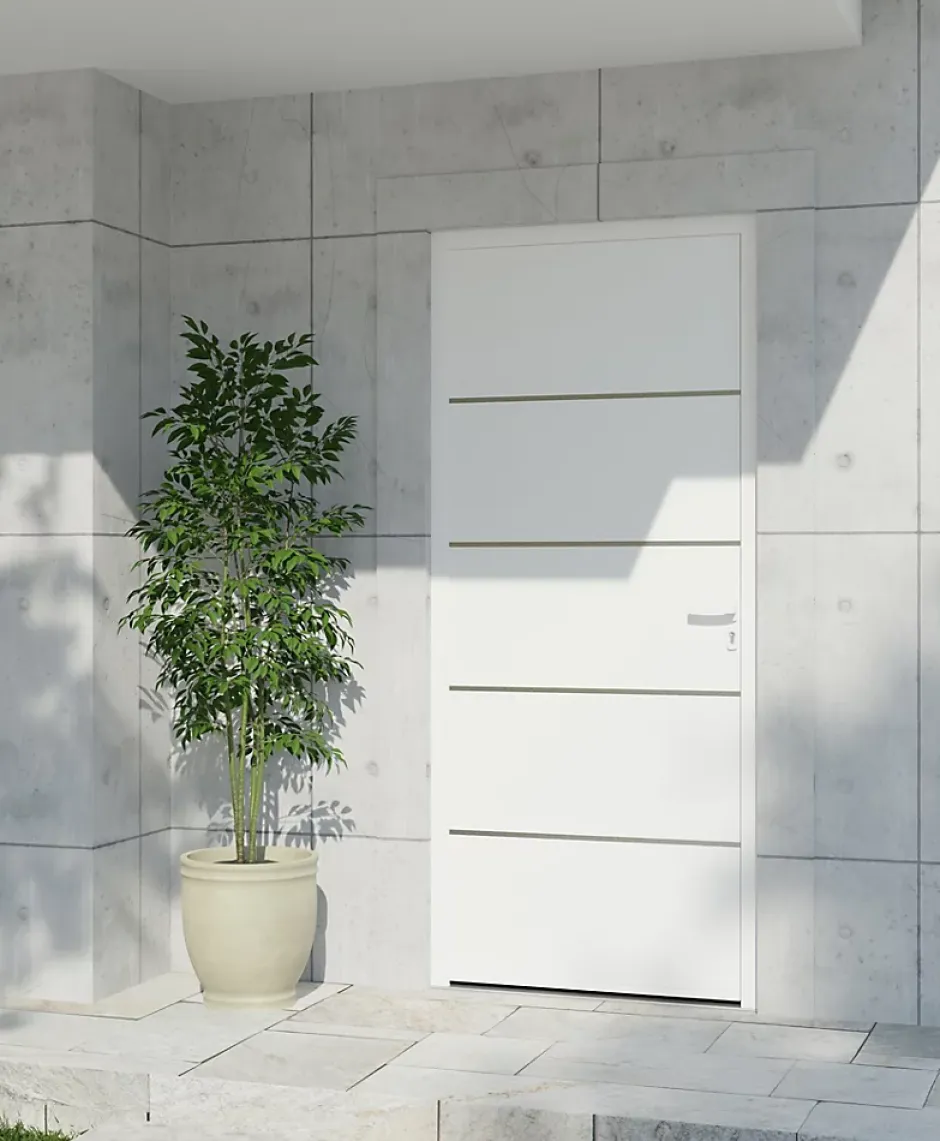 Fortia Porte d'entrée alu blanc RAL 9003 Cecina 96 x h.218 cm poussant gauche