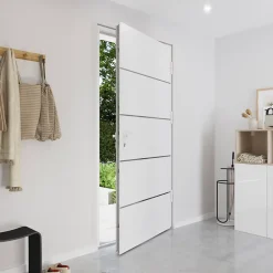 Fortia Porte d'entrée alu blanc RAL 9003 Cecina 96 x h.218 cm poussant gauche