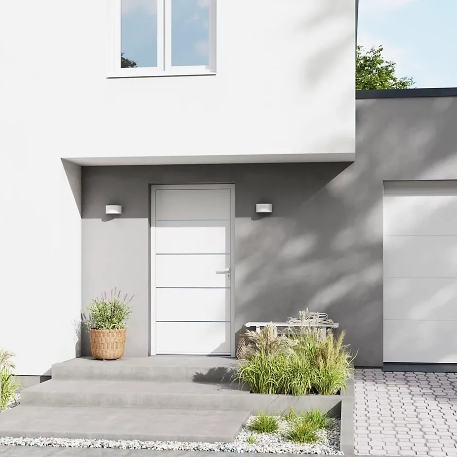 Fortia Porte d'entrée alu blanc RAL 9003 Cecina 96 x h.218 cm poussant gauche
