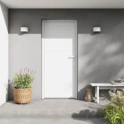 Fortia Porte d'entrée alu blanc RAL 9003 Madryn 96 x h.218 cm poussant gauche