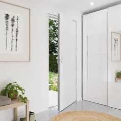 Fortia Porte d'entrée alu blanc RAL 9003 Madryn 96 x h.218 cm poussant gauche