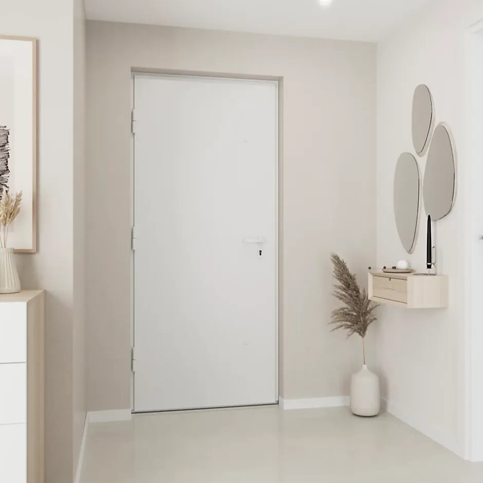 Fortia Porte d'entrée alu blanc RAL 9003 Kapas 96 x h.218 cm poussant droit