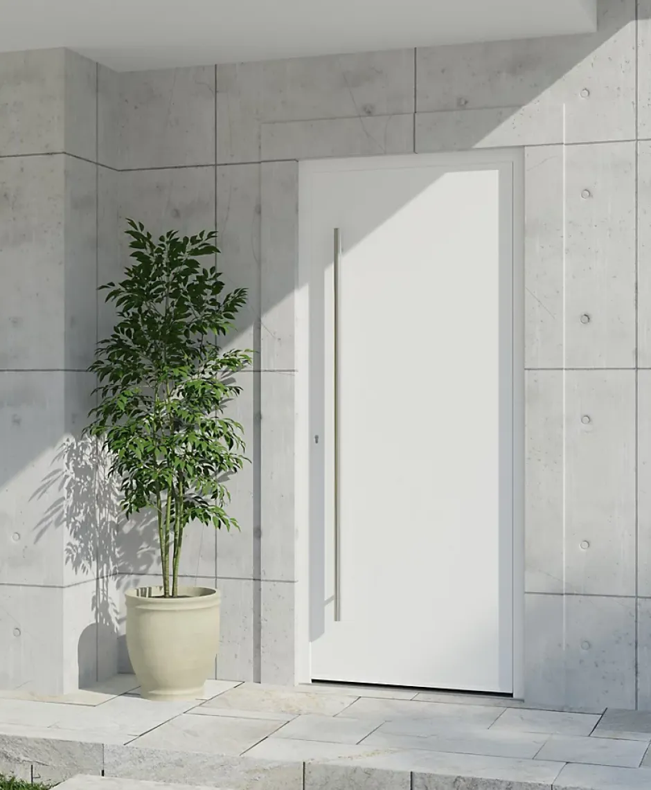 Fortia Porte d'entrée alu blanc RAL 9003 Kapas 96 x h.218 cm poussant droit