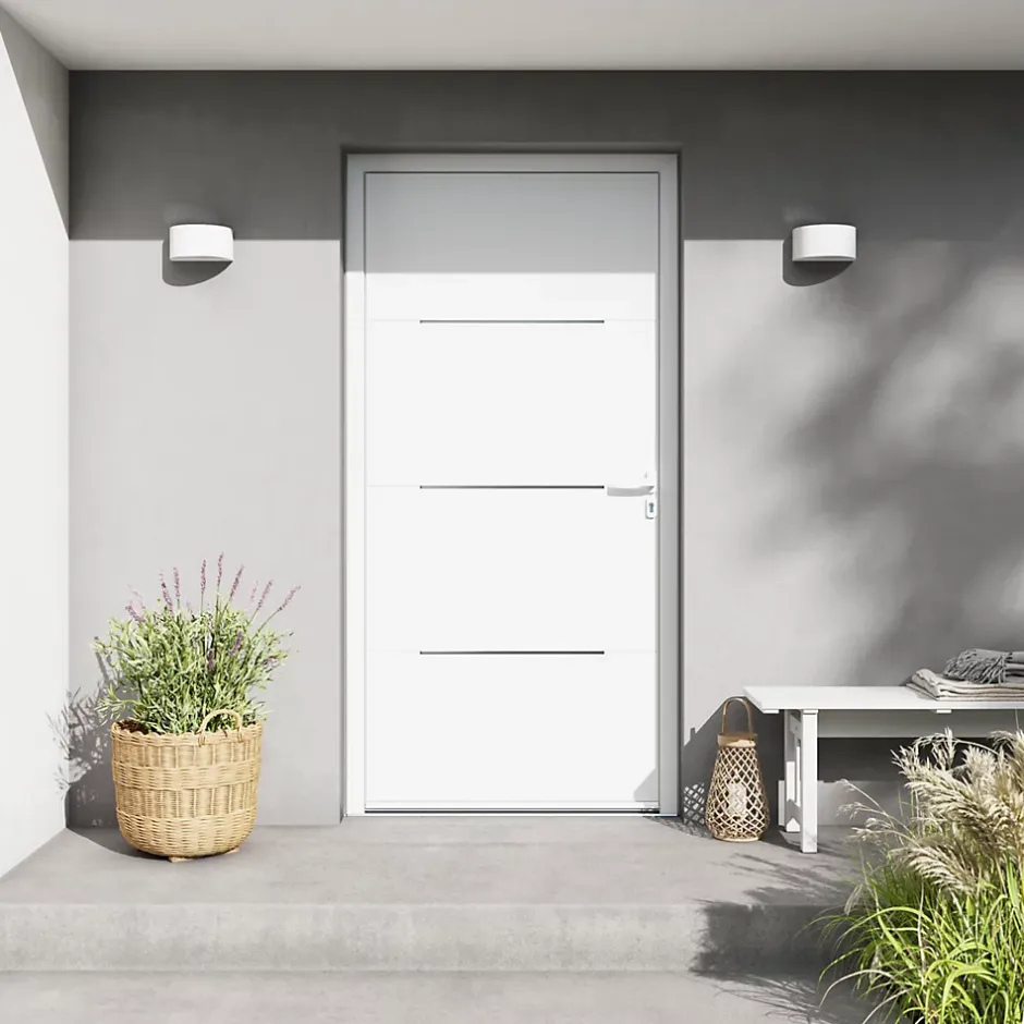 Fortia Porte d'entrée alu blanc RAL 9003 Leme 96 x h.218 cm poussant gauche