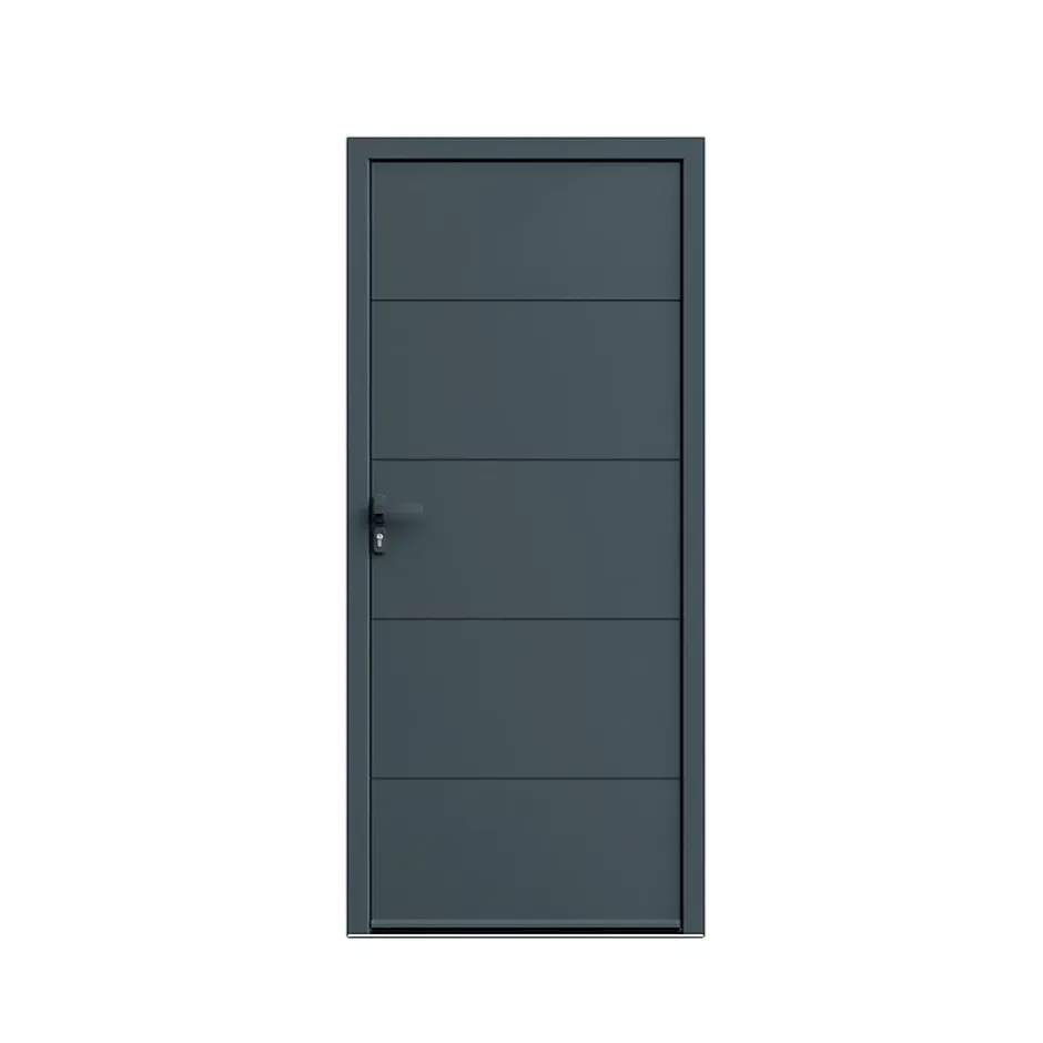 Fortia Porte d'entrée alu gris RAL 7021 Madryn 96 x h.218 cm poussant droit