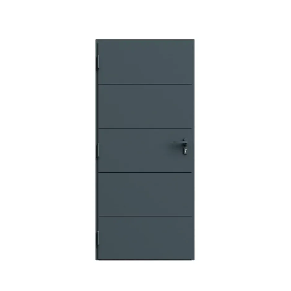 Fortia Porte d'entrée alu gris RAL 7021 Madryn 96 x h.218 cm poussant droit