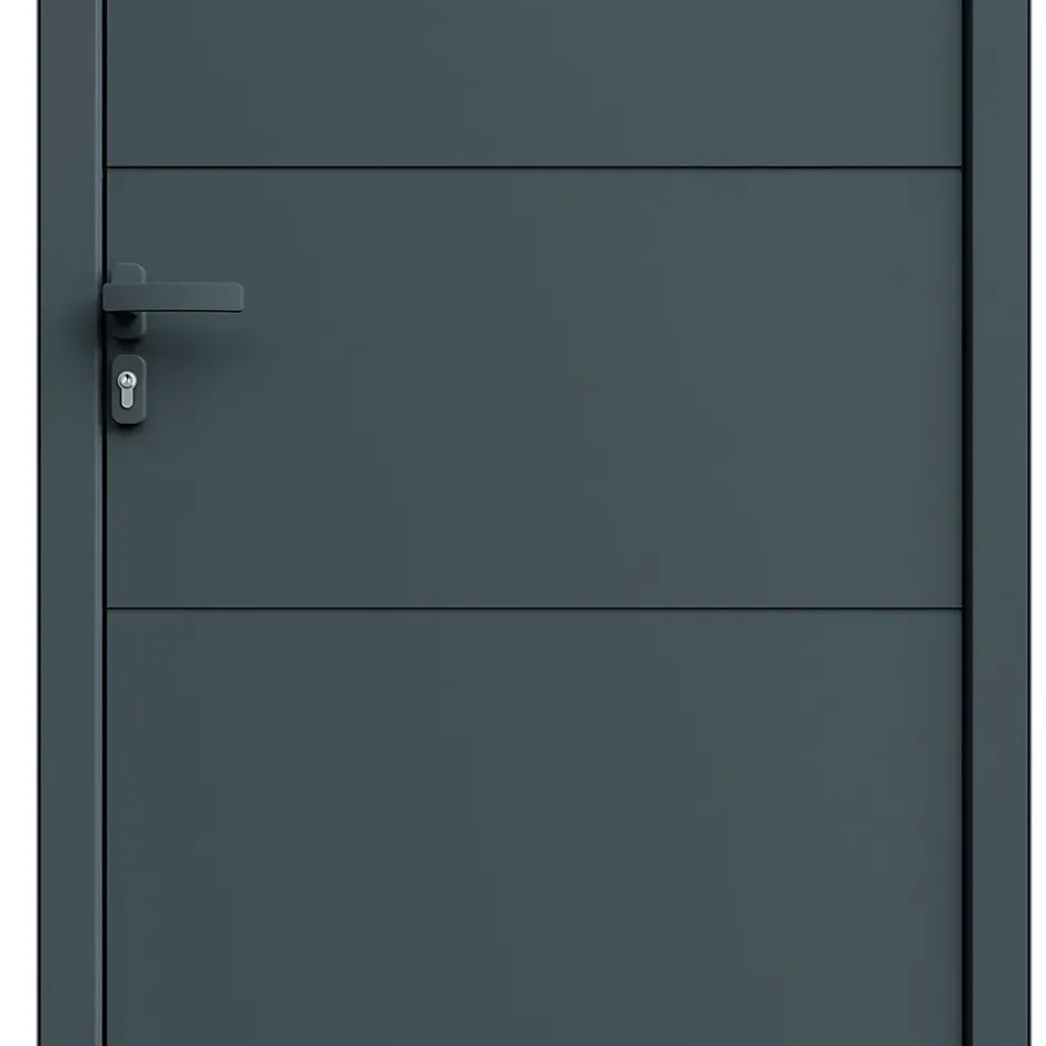 Fortia Porte d'entrée alu gris RAL 7021 Madryn 96 x h.218 cm poussant droit