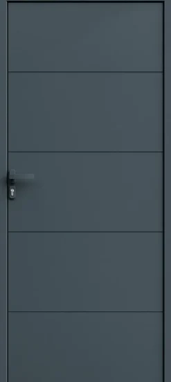 Fortia Porte d'entrée alu gris RAL 7021 Madryn 96 x h.218 cm poussant droit
