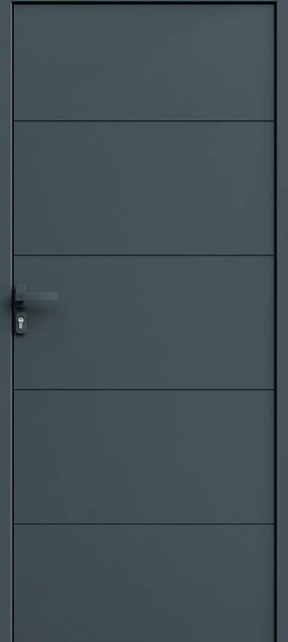 Fortia Porte d'entrée alu gris RAL 7021 Madryn 96 x h.218 cm poussant droit