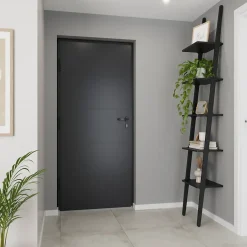 Fortia Porte d'entrée alu gris RAL 7021 Madryn 96 x h.218 cm poussant droit