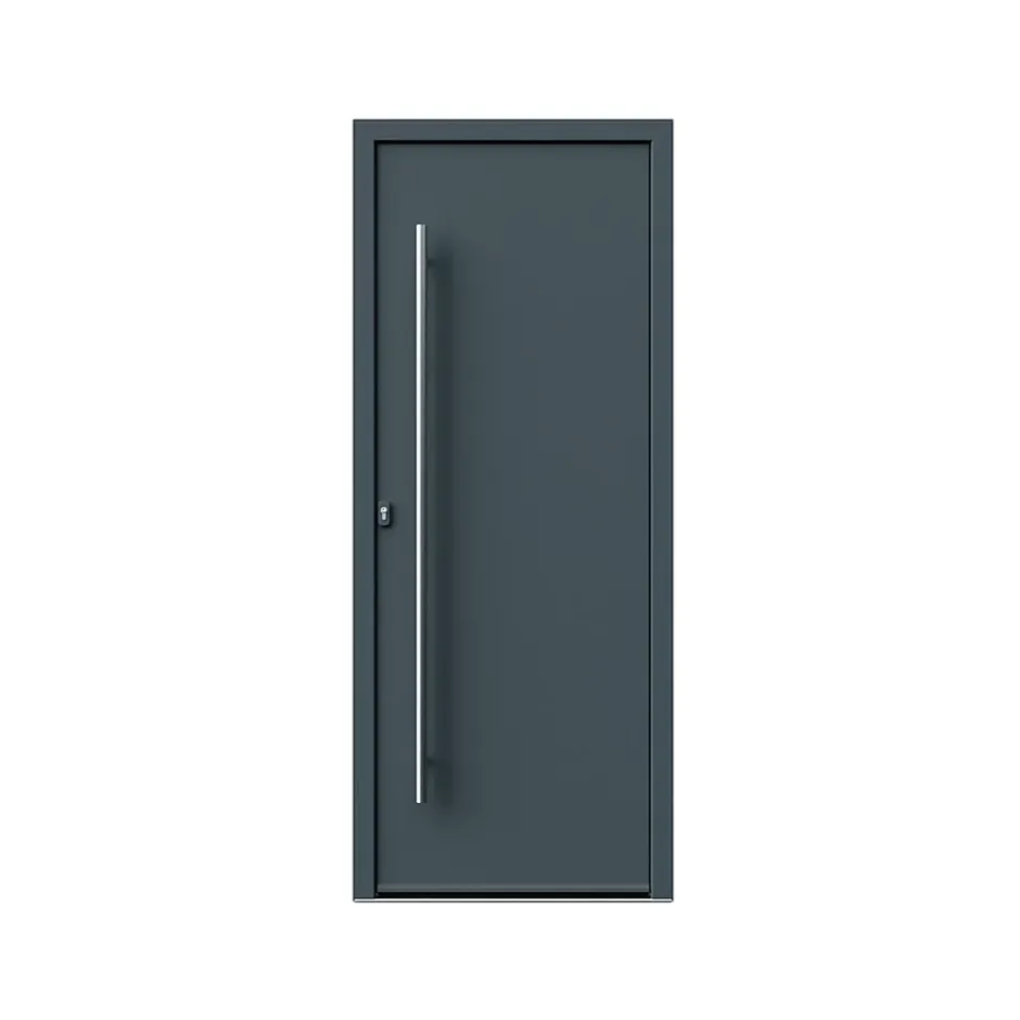 Porte d'entrée alu gris RAL 7021 Kapas 96 x h.218 cm poussant droit-Fortia New