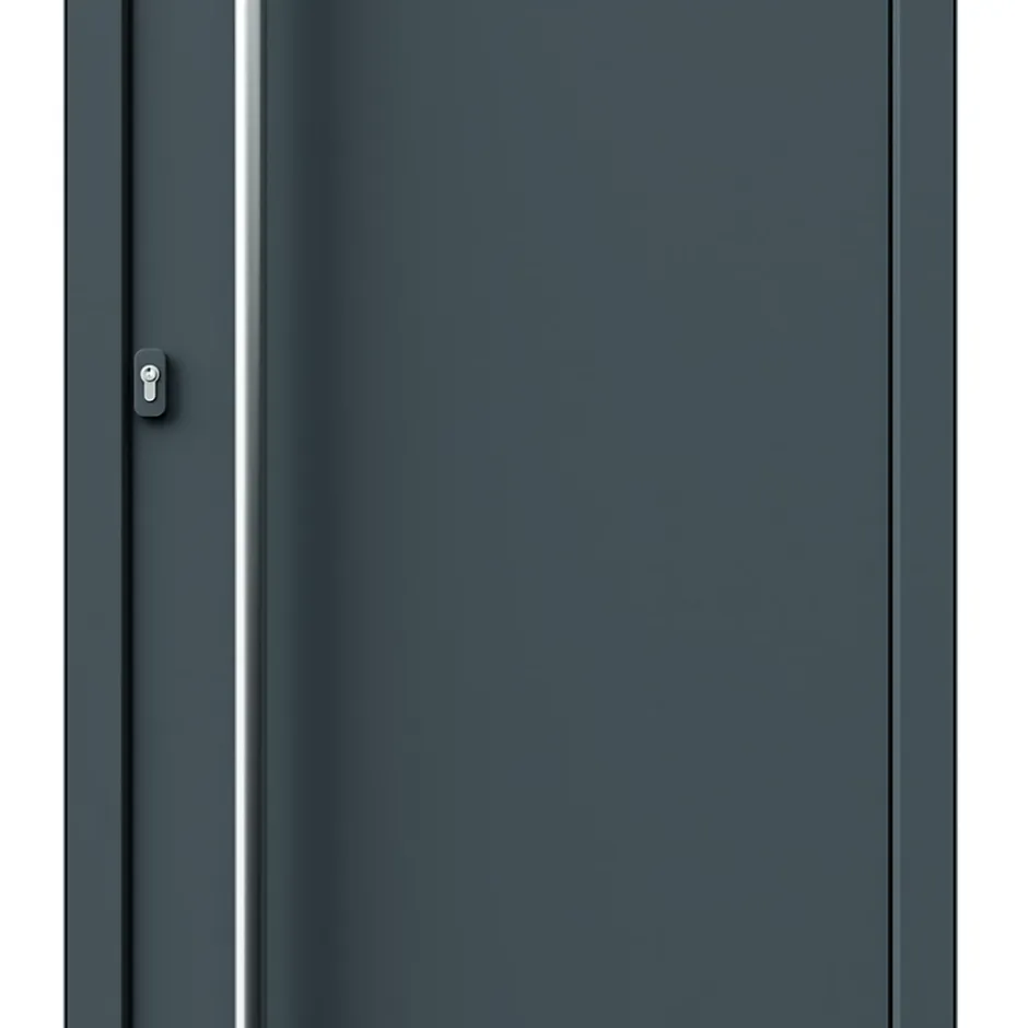 Porte d'entrée alu gris RAL 7021 Kapas 96 x h.218 cm poussant droit-Fortia New