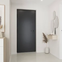 Porte d'entrée alu gris RAL 7021 Kapas 96 x h.218 cm poussant droit-Fortia New