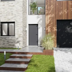 Porte d'entrée alu gris RAL 7021 Madryn 96 x h.218 cm poussant gauche-Fortia Online