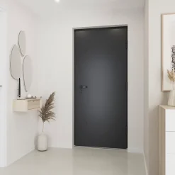 Porte d'entrée alu gris Kapas RAL 7021 96 x h.218 cm poussant gauche-Fortia Online