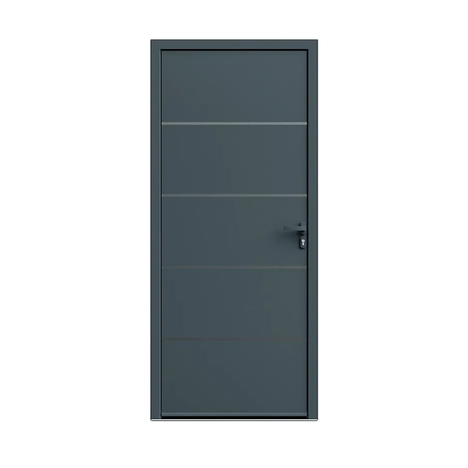 Fortia Porte d'entrée alu gris RAL 7021 Cecina 96 x h.218 cm poussant gauche