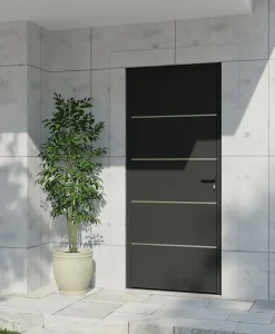 Fortia Porte d'entrée alu gris RAL 7021 Cecina 96 x h.218 cm poussant gauche