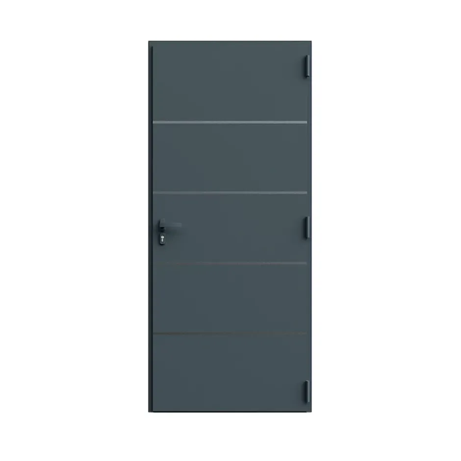 Fortia Porte d'entrée alu gris RAL 7021 Cecina 96 x h.218 cm poussant gauche