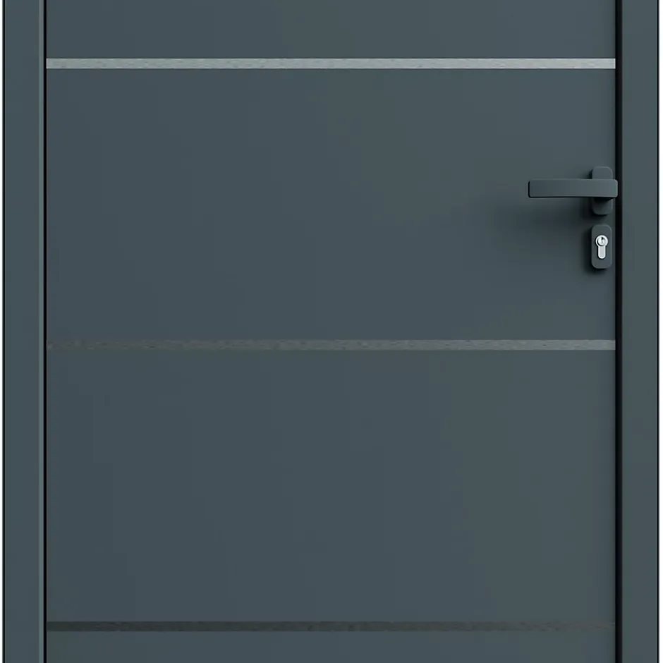 Fortia Porte d'entrée alu gris RAL 7021 Cecina 96 x h.218 cm poussant gauche