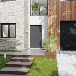 Fortia Porte d'entrée alu gris RAL 7021 Cecina 96 x h.218 cm poussant gauche