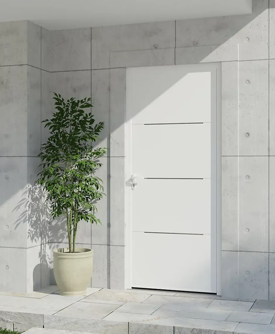 Fortia Porte d'entrée alu Leme blanc RAL 9003 96 x h.218 cm poussant droit