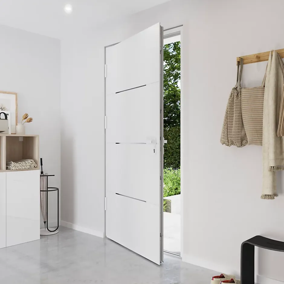 Fortia Porte d'entrée alu Leme blanc RAL 9003 96 x h.218 cm poussant droit