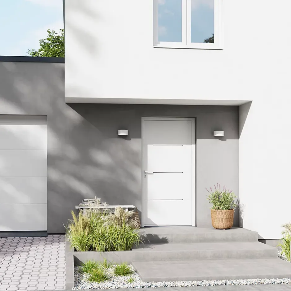 Fortia Porte d'entrée alu Leme blanc RAL 9003 96 x h.218 cm poussant droit