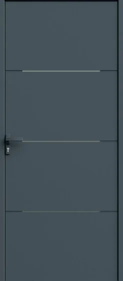 Fortia Porte d'entrée alu Leme gris RAL 7021 96 x h.218 cm poussant droit