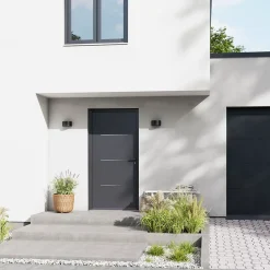 Fortia Porte d'entrée alu Leme gris RAL 7021 96 x h.218 cm poussant droit