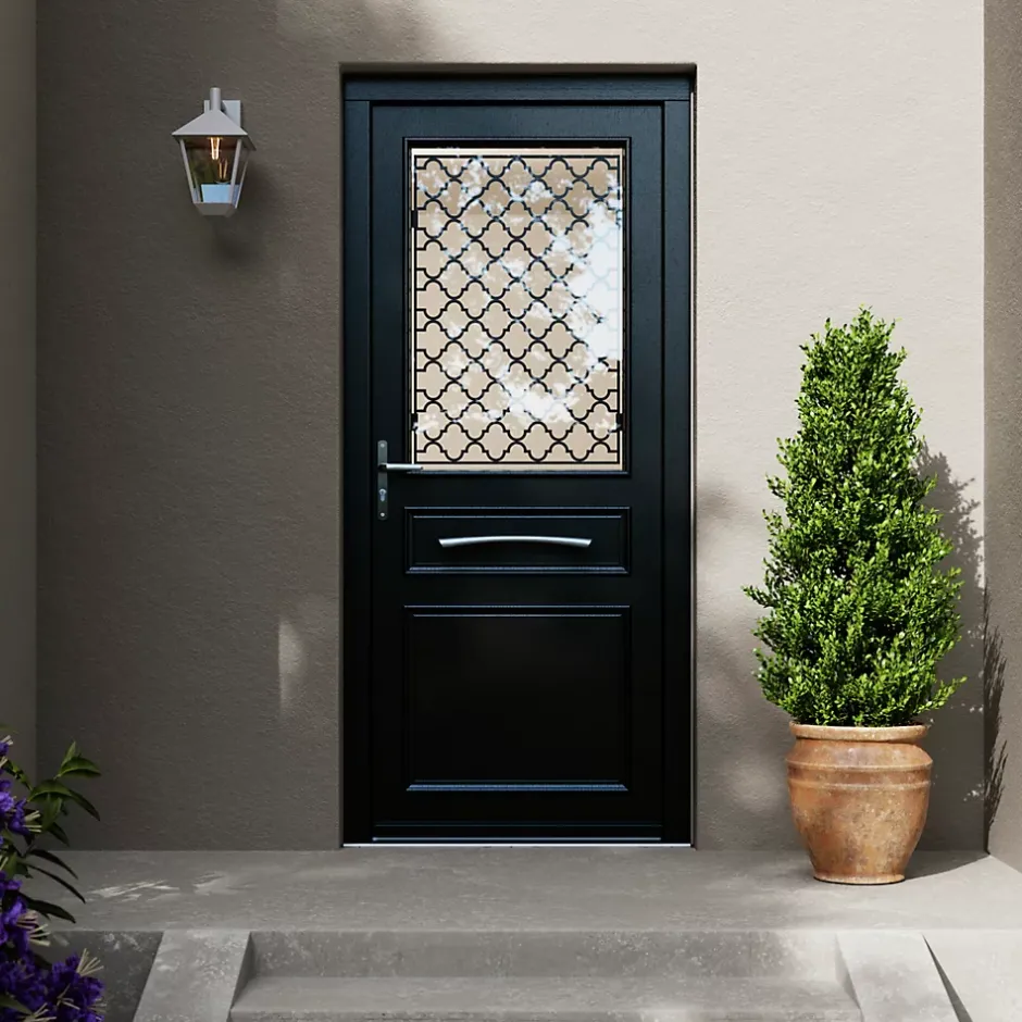 Porte d'entrée bois Bolata 98 x h.218 cm poussant droit-Fortia Outlet