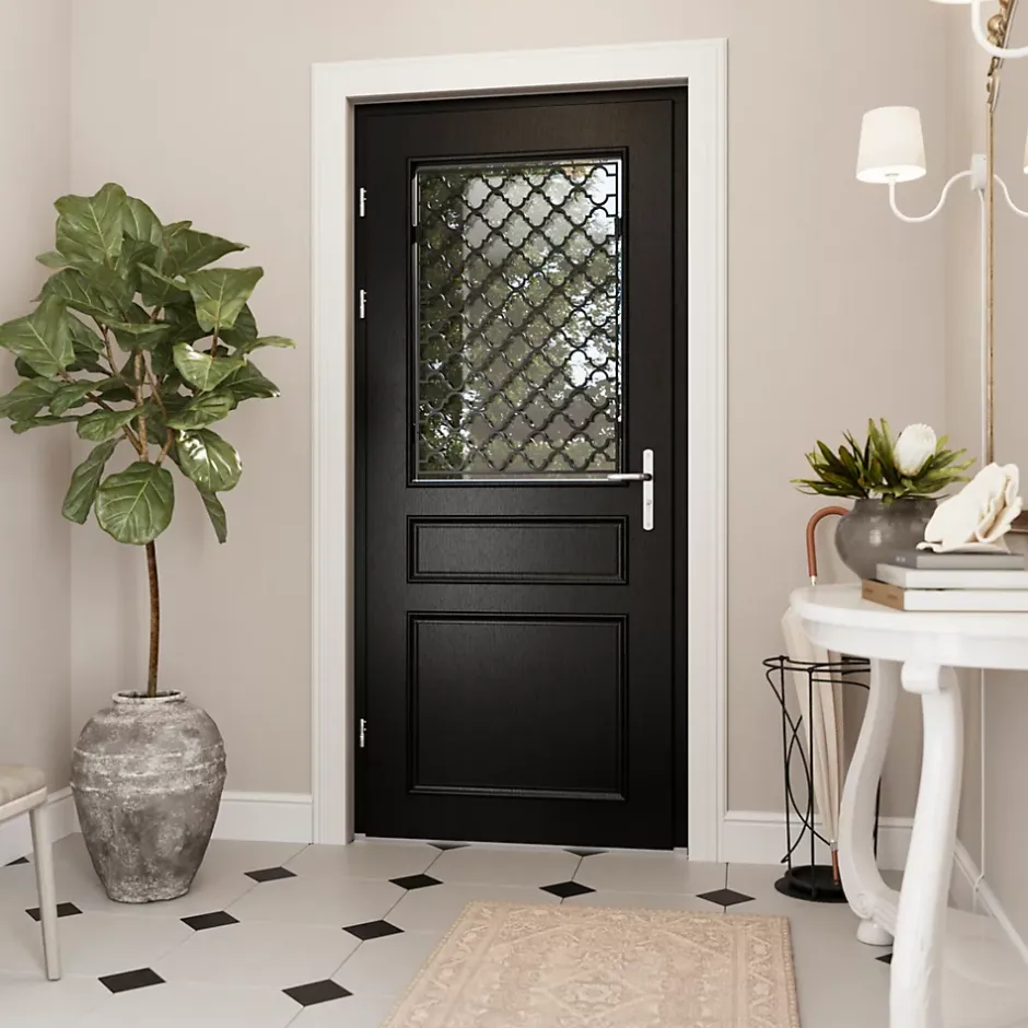 Porte d'entrée bois Bolata 98 x h.218 cm poussant droit-Fortia Outlet