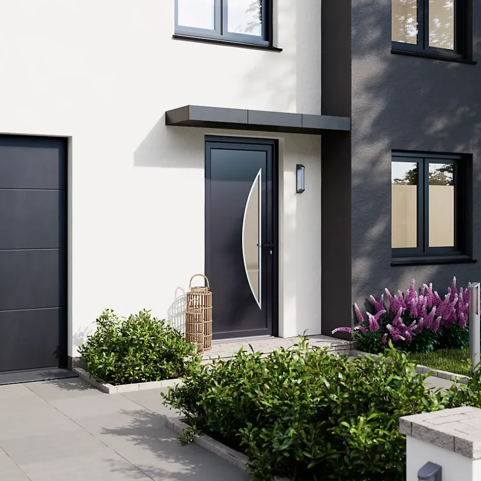 Porte d'entrée pvc anthracite RAL 7016 Hermoso 96 x h.218 cm poussant gauche-Fortia Clearance