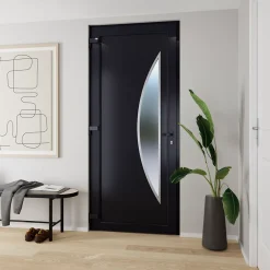 Porte d'entrée pvc anthracite RAL 7016 Hermoso 96 x h.218 cm poussant droit-Fortia Outlet