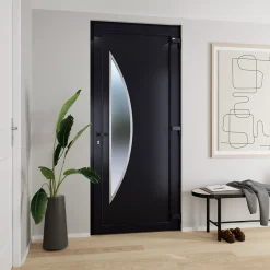 Porte d'entrée pvc anthracite RAL 7016 Hermoso 96 x h.218 cm poussant droit-Fortia Outlet