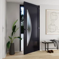 Porte d'entrée pvc anthracite RAL 7016 Hermoso 96 x h.218 cm poussant droit-Fortia Outlet