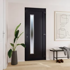 Fortia Porte d'entrée pvc anthracite RAL 7016 Gatteo 96 x h.218 cm poussant gauche