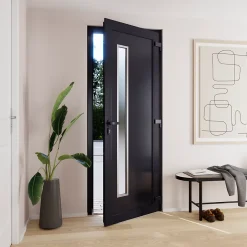 Fortia Porte d'entrée pvc anthracite RAL 7016 Gatteo 96 x h.218 cm poussant gauche