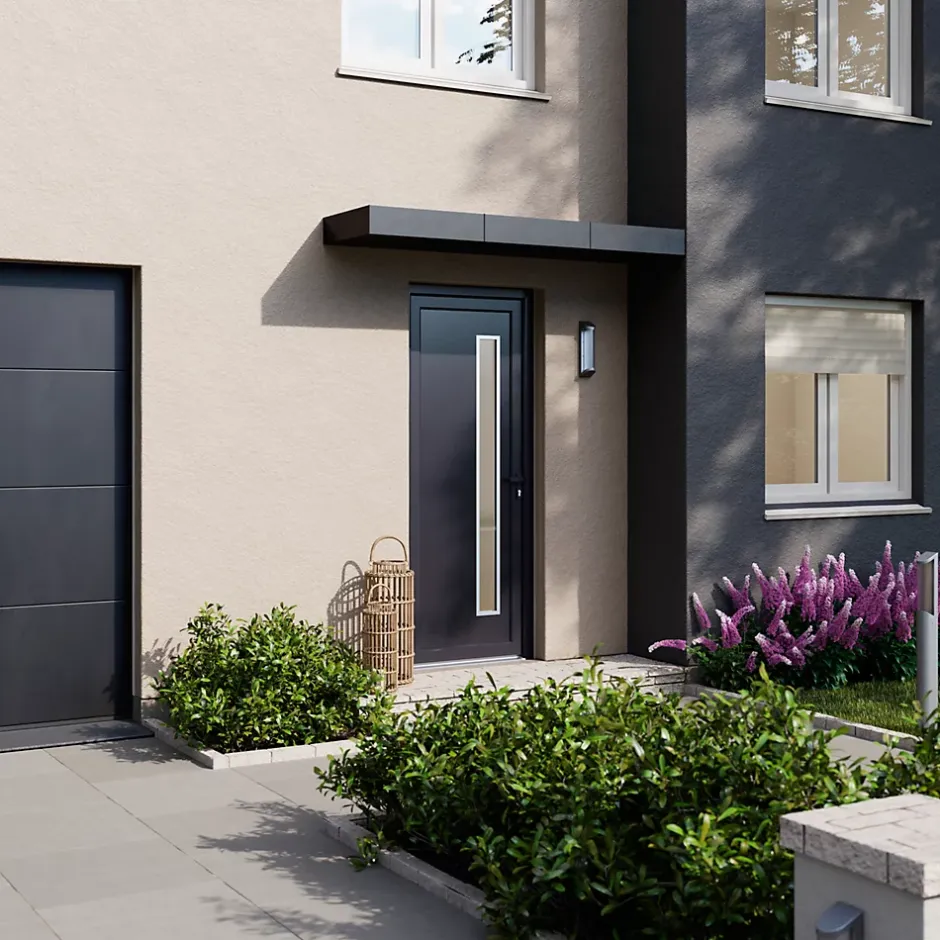 Fortia Porte d'entrée pvc anthracite RAL 7016 Gatteo 96 x h.218 cm poussant gauche