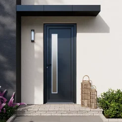 Porte d'entrée pvc anthracite RAL 7016 Gatteo 96 x h.218 cm poussant droit-Fortia New