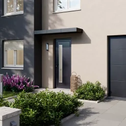 Porte d'entrée pvc anthracite RAL 7016 Gatteo 96 x h.218 cm poussant droit-Fortia New