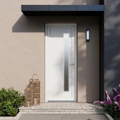 Fortia Porte d'entrée pvc blanc RAL 9003 Gatteo 96 x h.218 cm poussant gauche