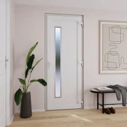 Fortia Porte d'entrée pvc blanc RAL 9003 Gatteo 96 x h.218 cm poussant gauche