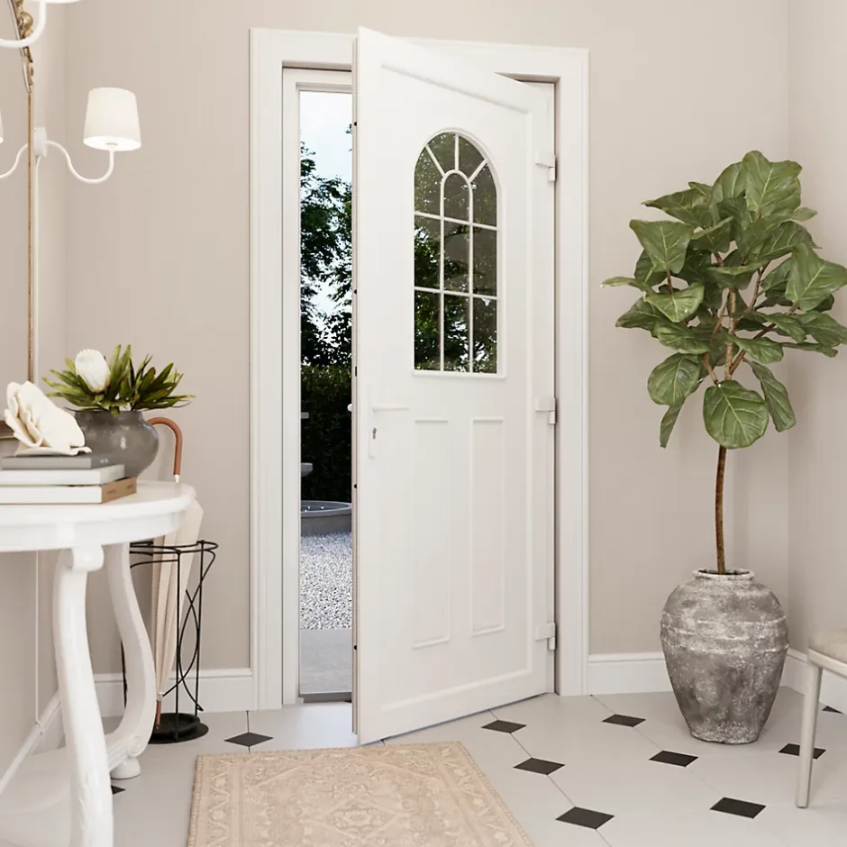 Porte d'entrée pvc blanc RAL 9003 Ameglia 97 x h.219 cm poussant gauche-Fortia New