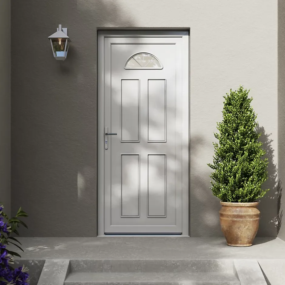 Fortia Porte d'entrée pvc blanc RAL 9003 Lorne 97 x h.219 cm poussant droit