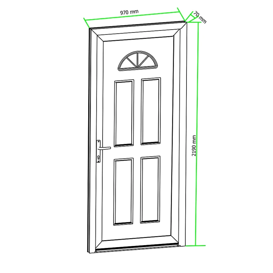 Fortia Porte d'entrée pvc blanc RAL 9003 Lorne 97 x h.219 cm poussant droit