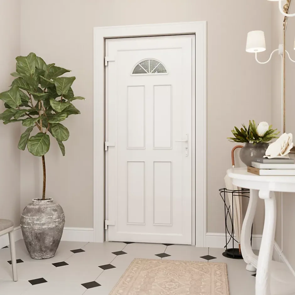 Fortia Porte d'entrée pvc blanc RAL 9003 Lorne 97 x h.219 cm poussant droit