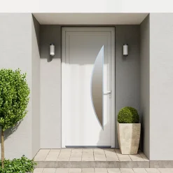 Fortia Porte d'entrée pvc blanc RAL 9003 Hermoso 98 x h.218 cm poussant droit