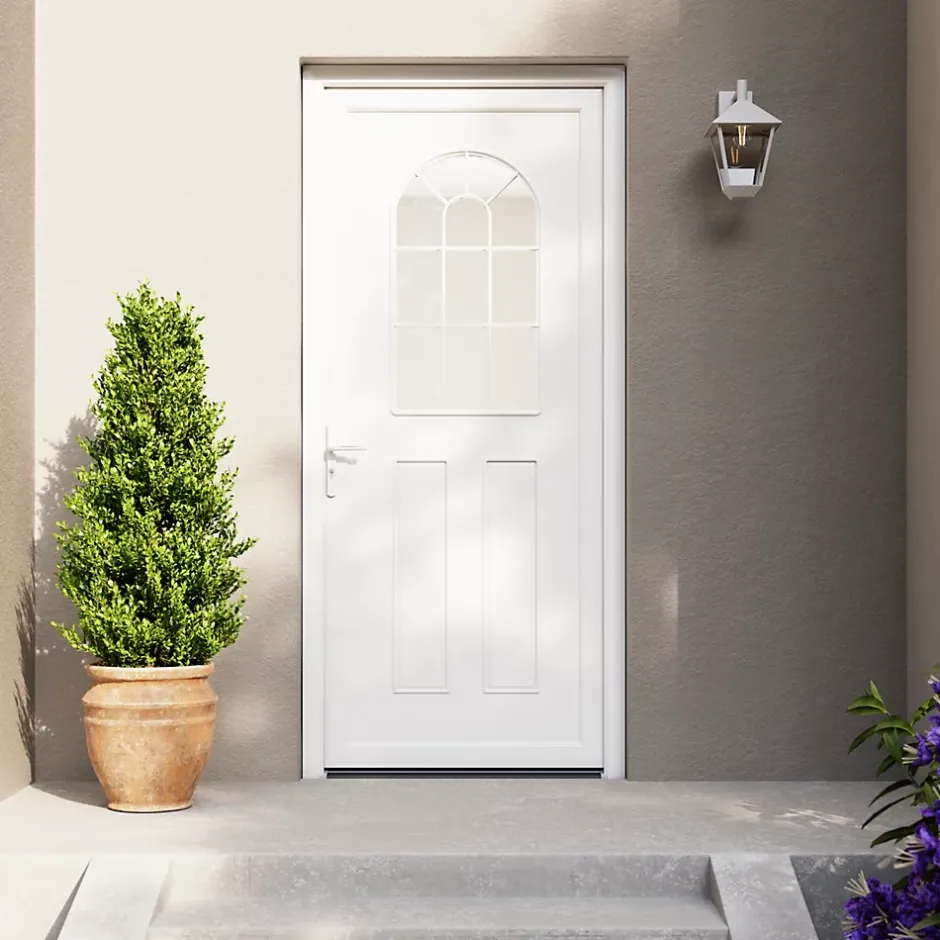 Fortia Porte d'entrée pvc blanc RAL 9003 Ameglia 97 x h.219 cm poussant droit