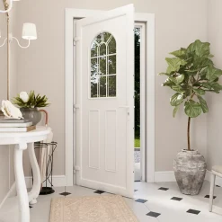 Fortia Porte d'entrée pvc blanc RAL 9003 Ameglia 97 x h.219 cm poussant droit